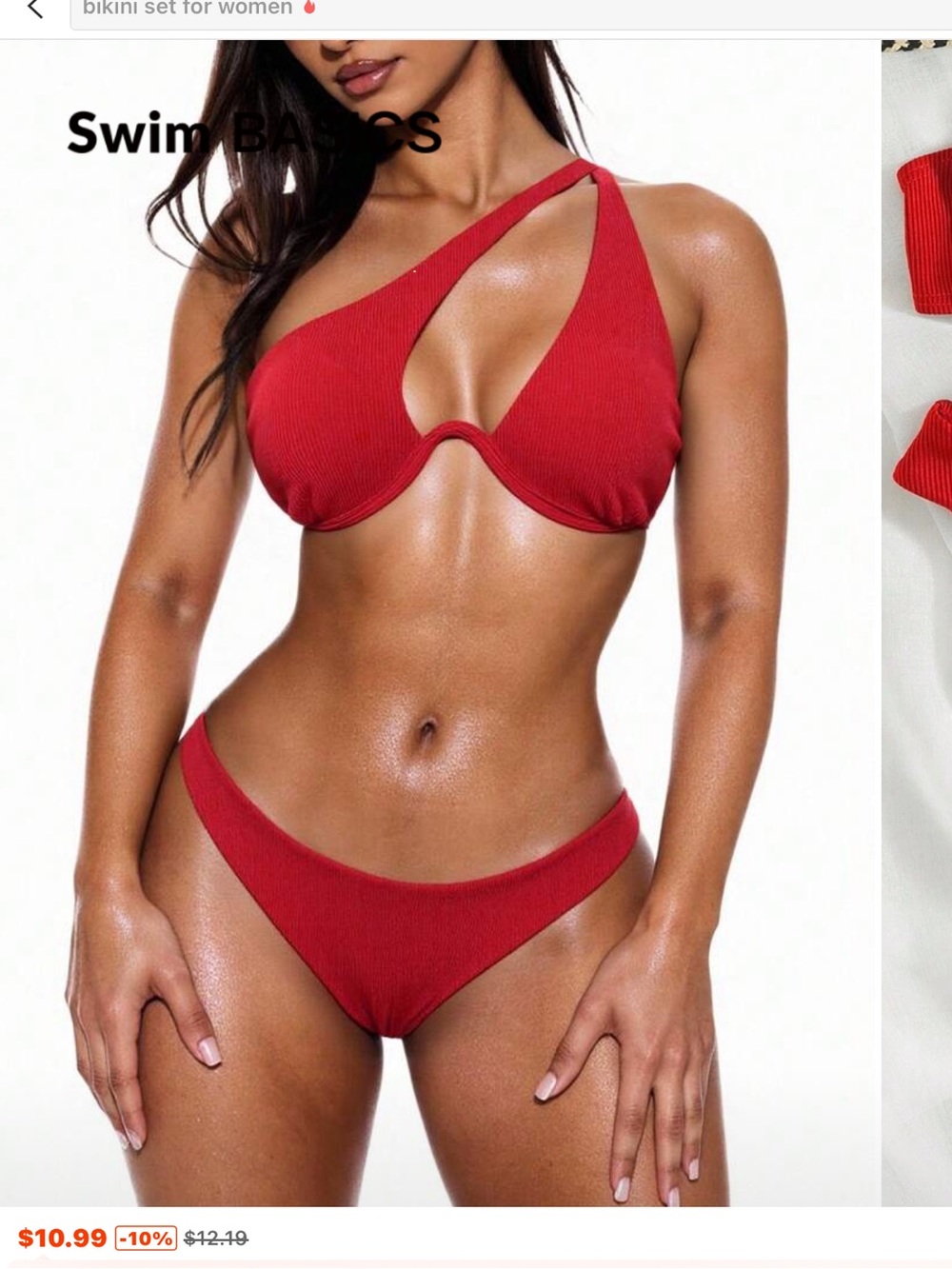 Red one shoulder Underwire Bikini